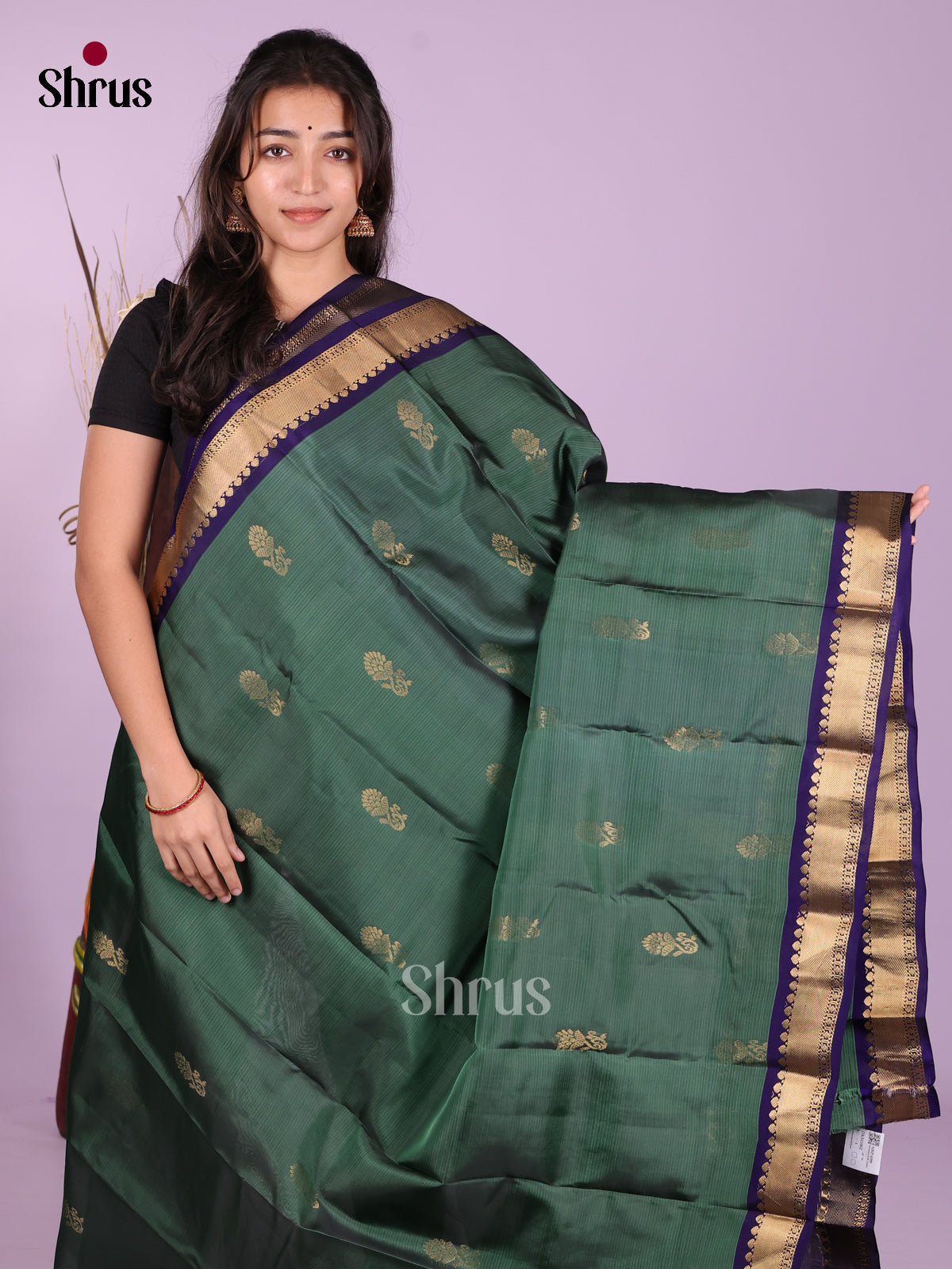 Green & Blue - Kanchipuram-halfpure Saree - Shop on Shrus.com