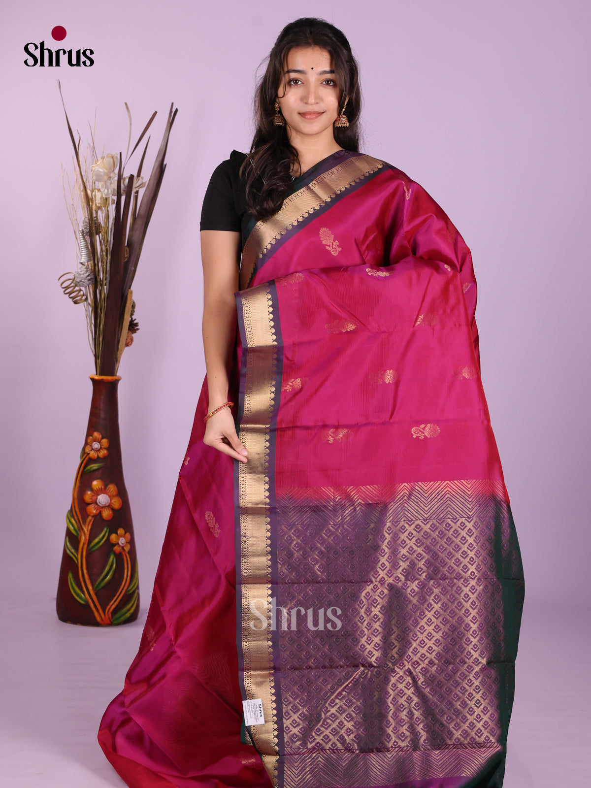 Purple & Violet - Kanchipuram-halfpure Saree - Shop on Shrus.com