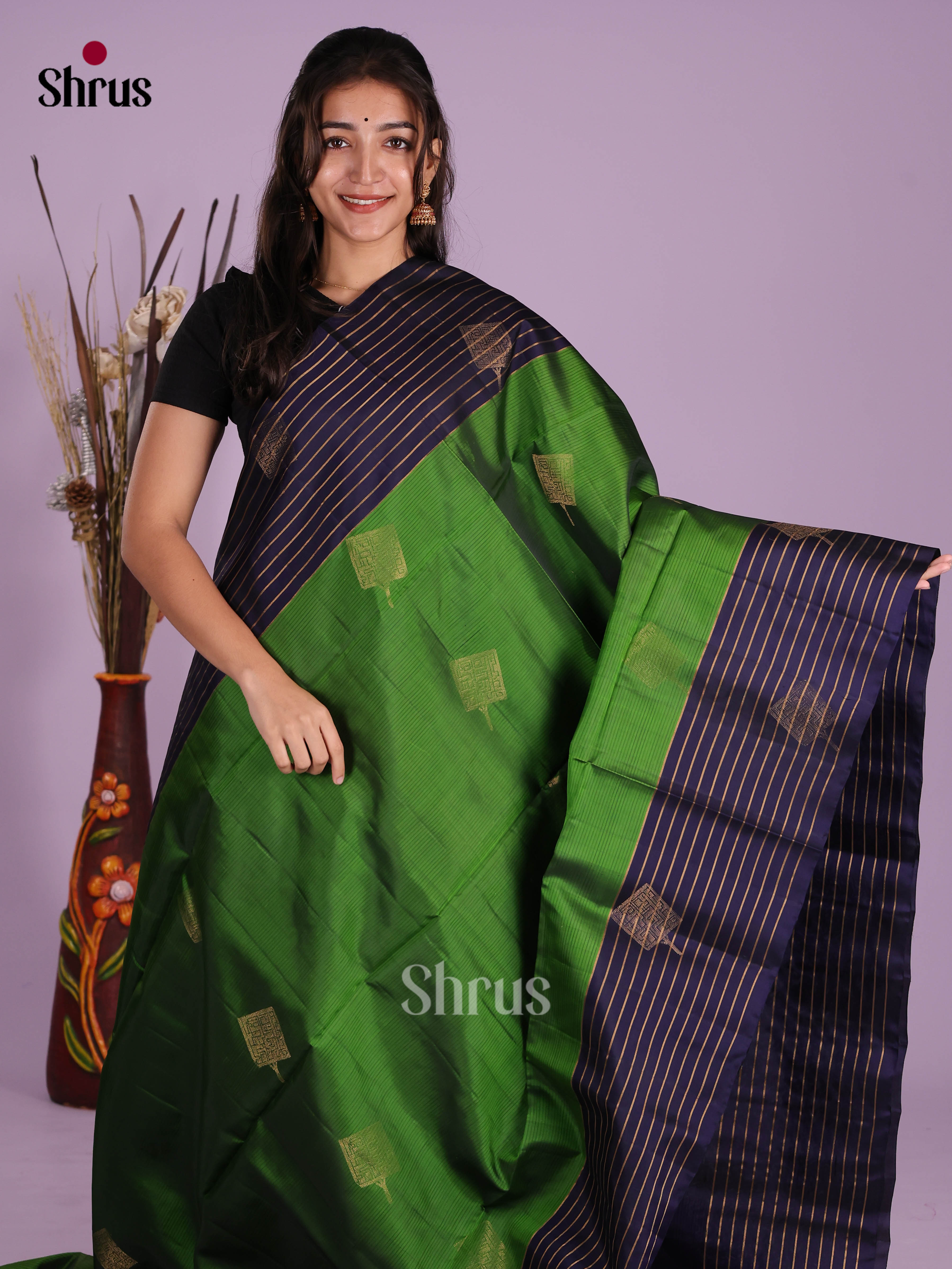 Green & Blue - Softsilk-halfpure Saree