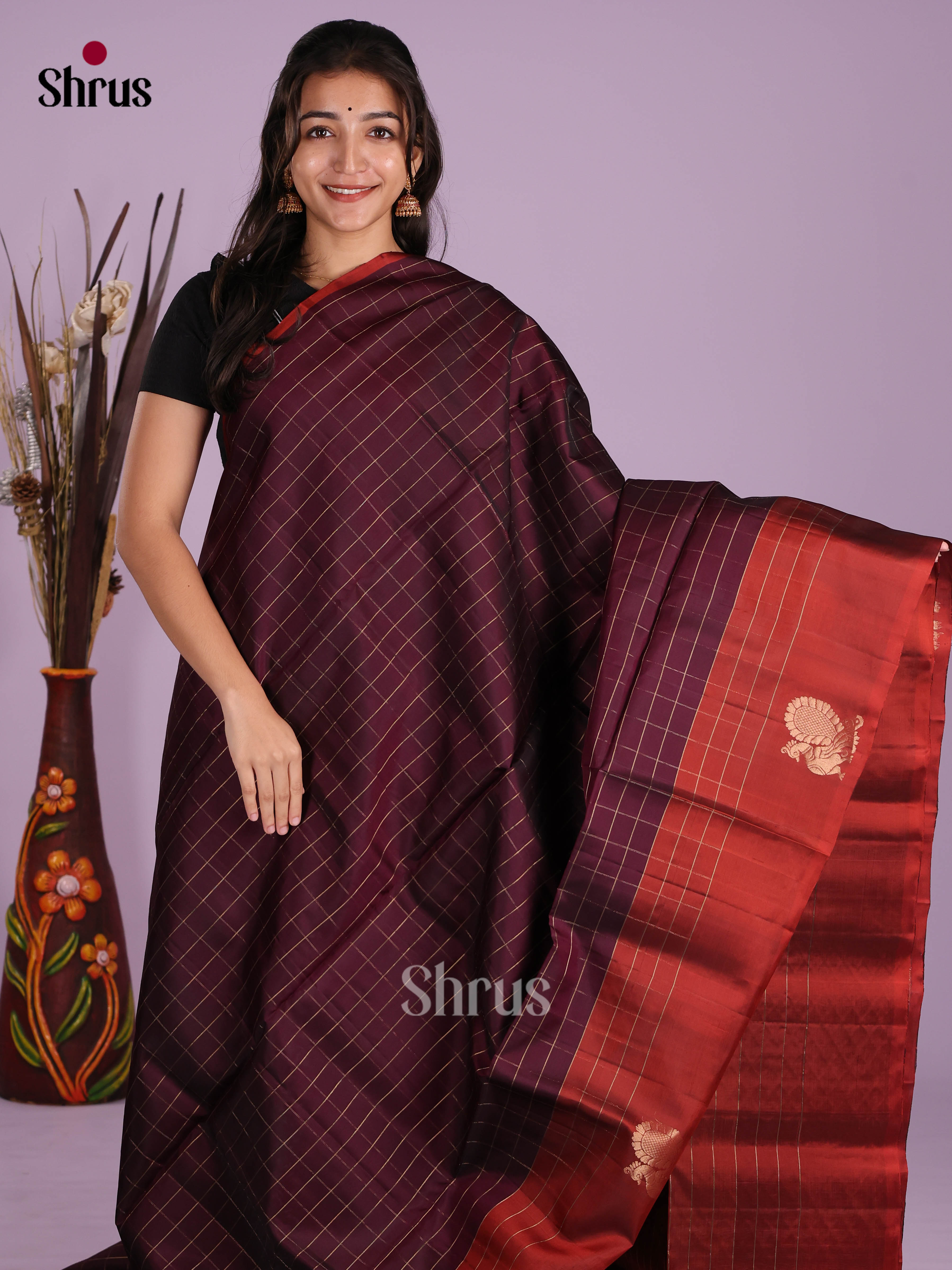 Maroon & Red- Softsilk-halfpure Saree