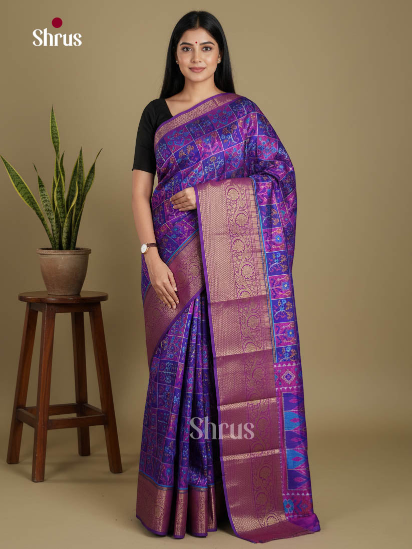 Blue & Purple- Semi Patola Saree