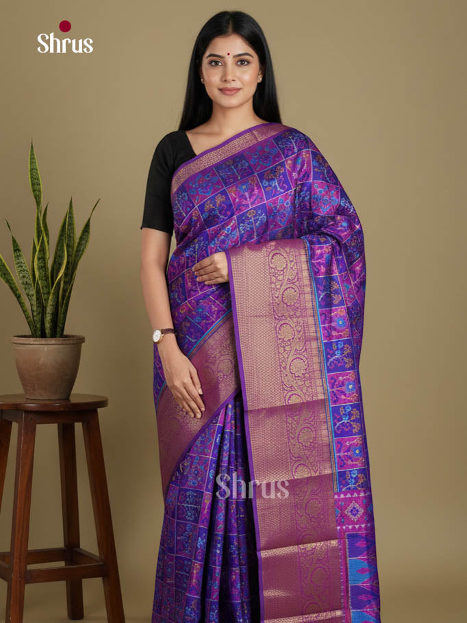 Blue & Purple- Semi Patola Saree
