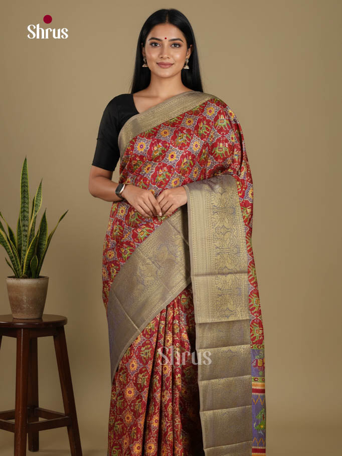 Maroon & Purple - Semi Patola Saree