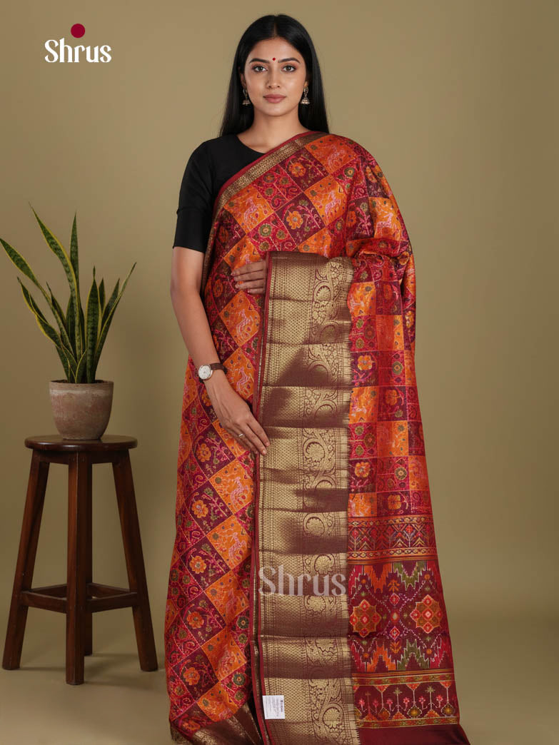 Maroon- Semi Patola Saree