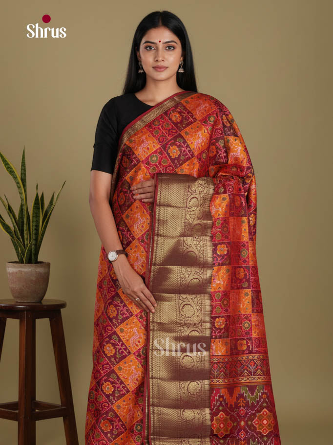 Maroon- Semi Patola Saree