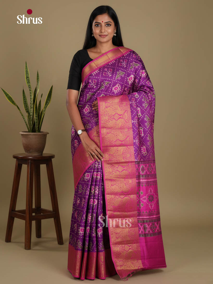 Purple & Pink- Semi Patola Saree