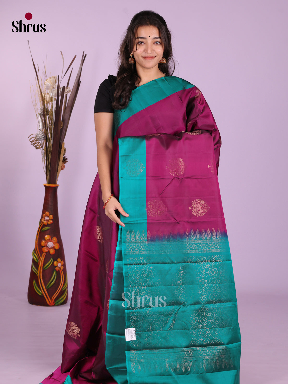 Purple - Softsilk-halfpure Saree - Shop on Shrus.com