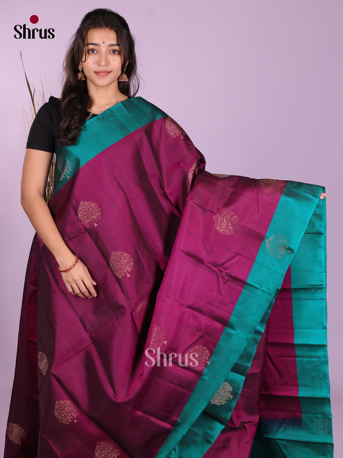 Purple - Softsilk-halfpure Saree - Shop on Shrus.com