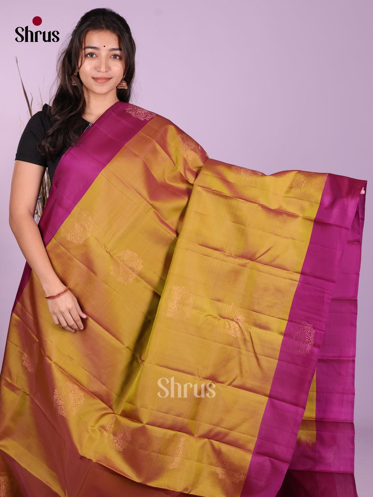 Mustard & Purple - Softsilk-halfpure Saree - Shop on Shrus.com