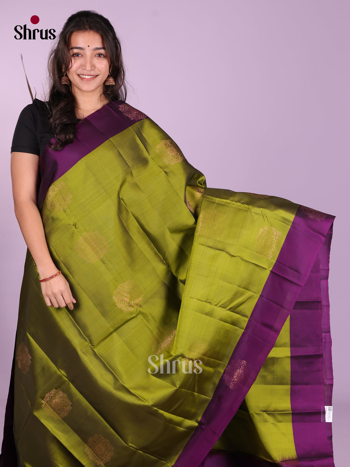 Green & Violet- Softsilk-halfpure Saree - Shop on Shrus.com