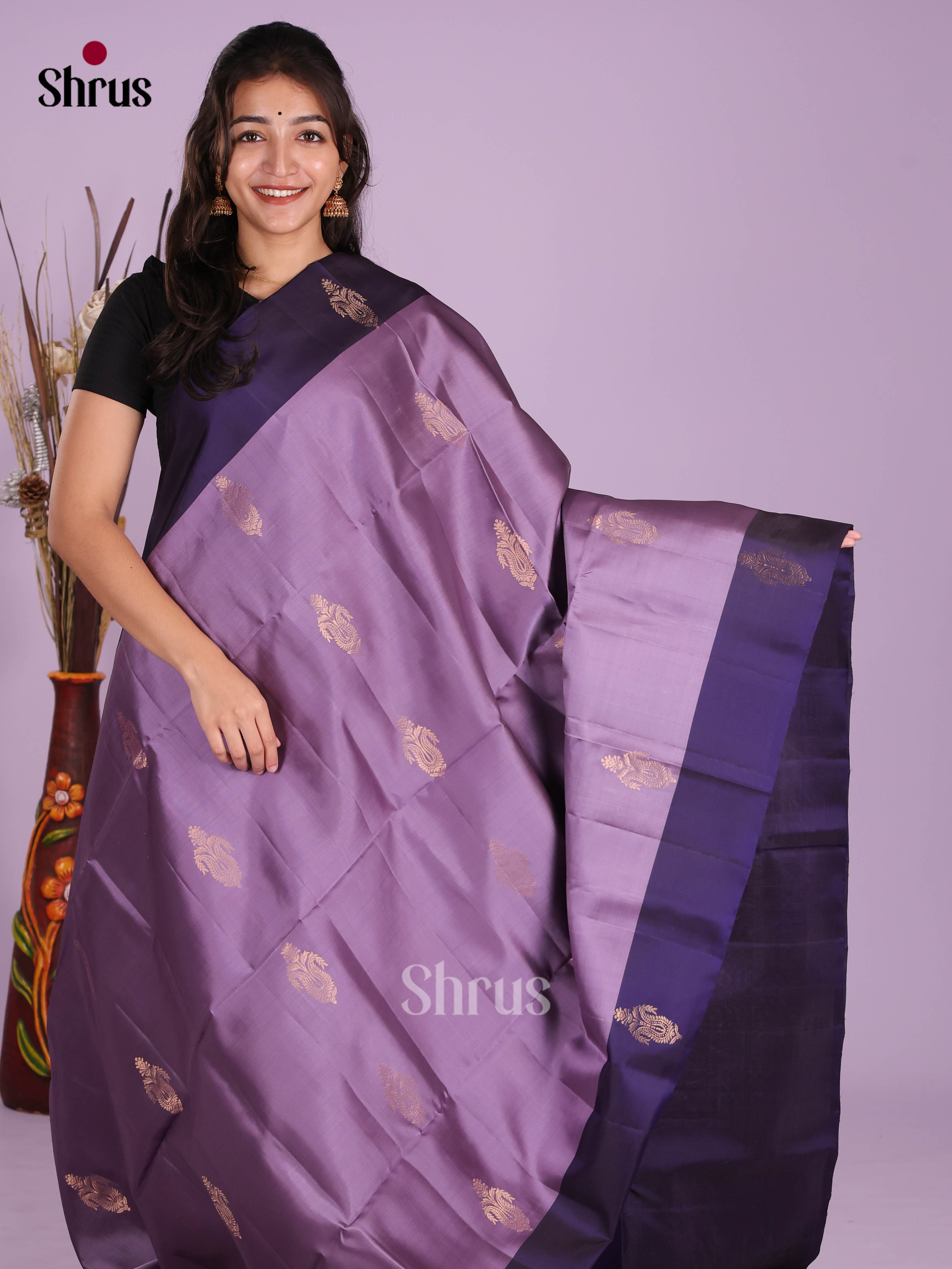 Lavender & Blue - Softsilk-halfpure Saree - Shop on Shrus.com