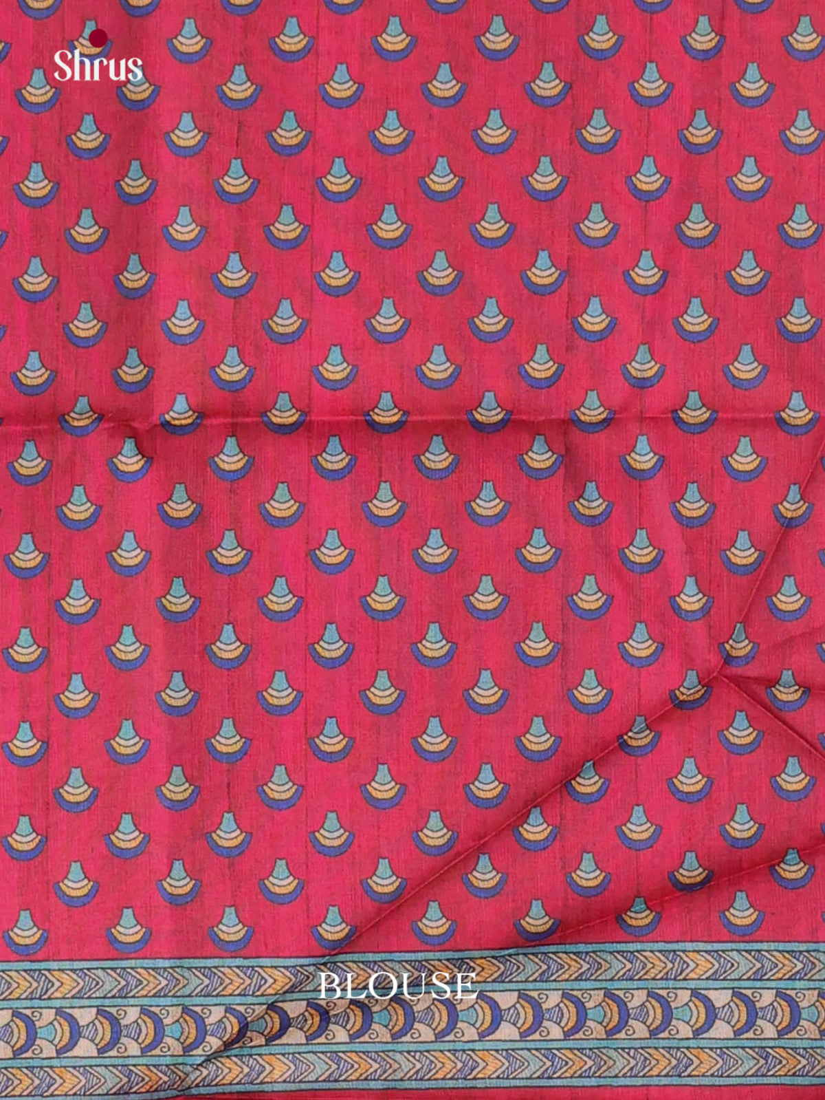 Red & Cream - Printed Madhubani Saree