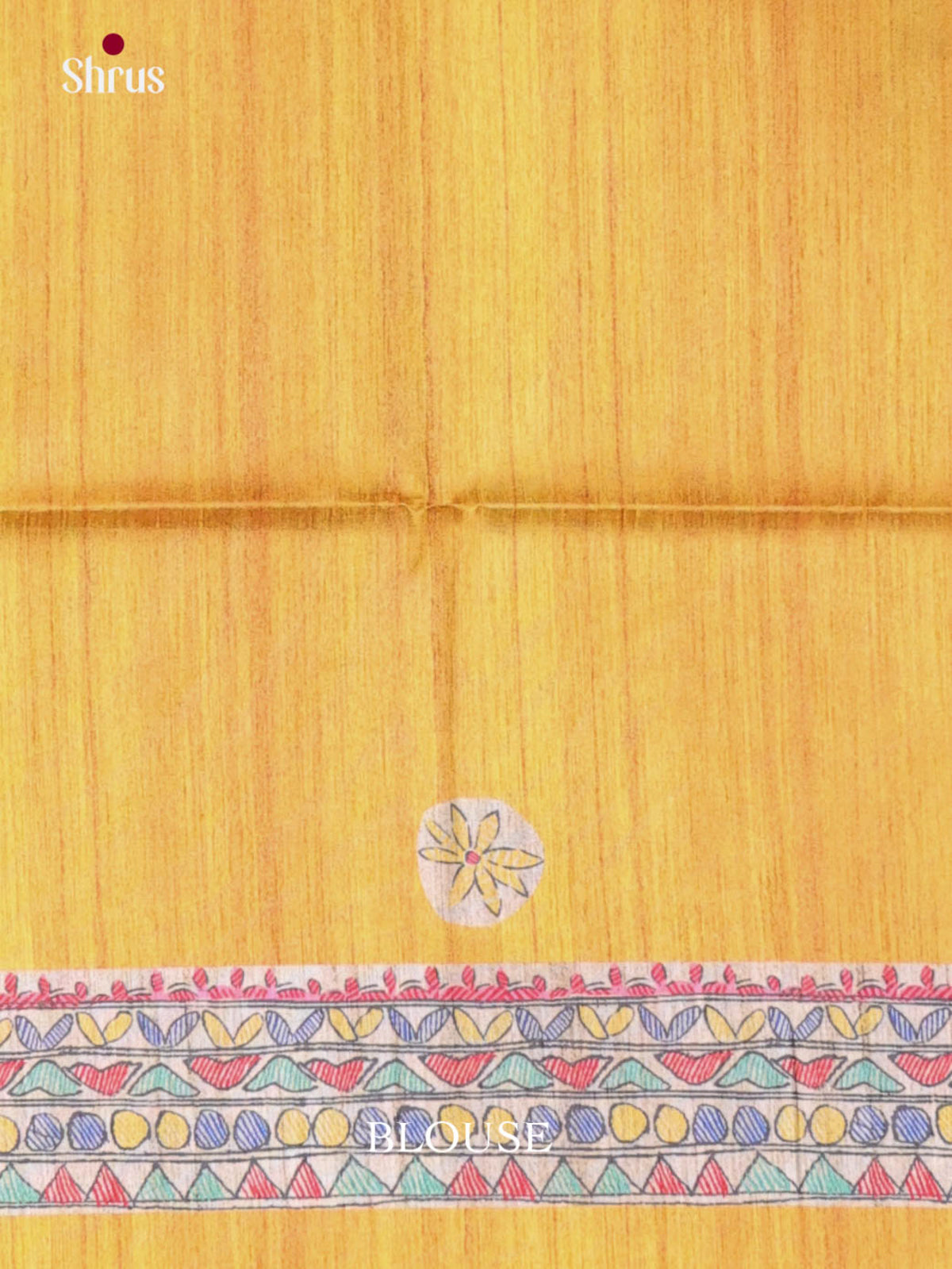 Yellow & Cream - Printed Madhubani Saree