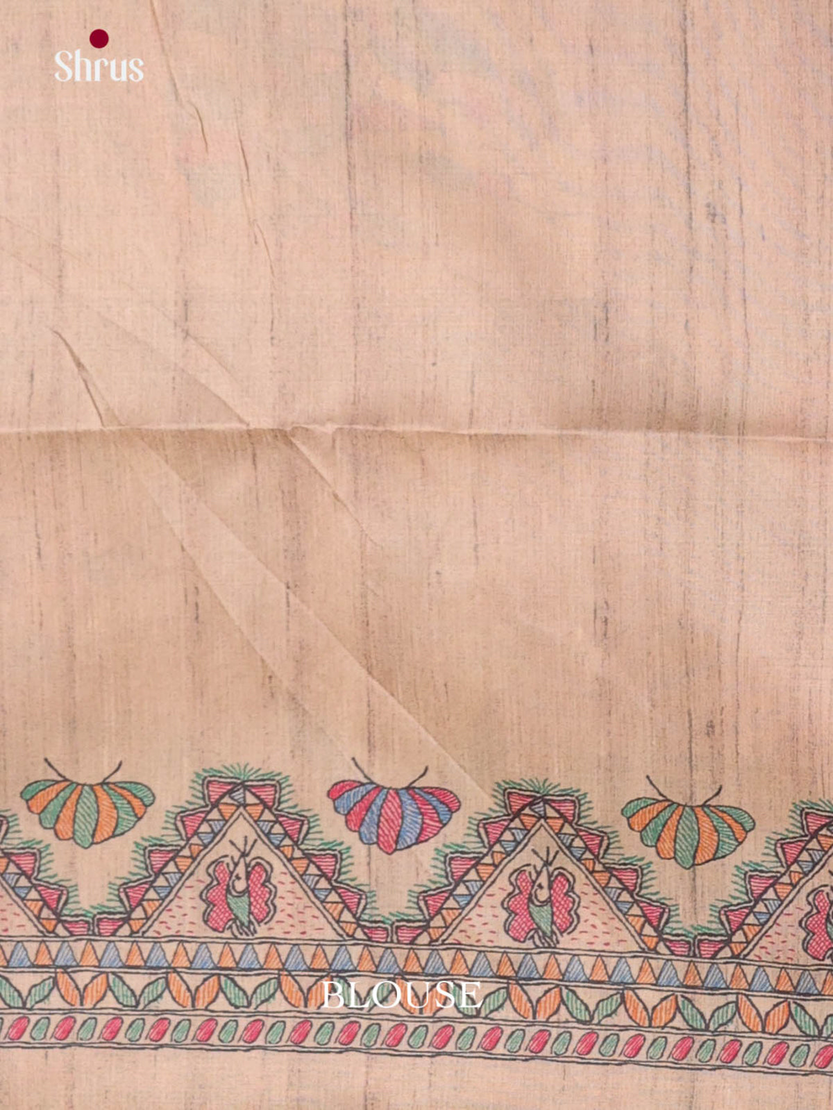 Red & Cream- Printed Madhubani Saree