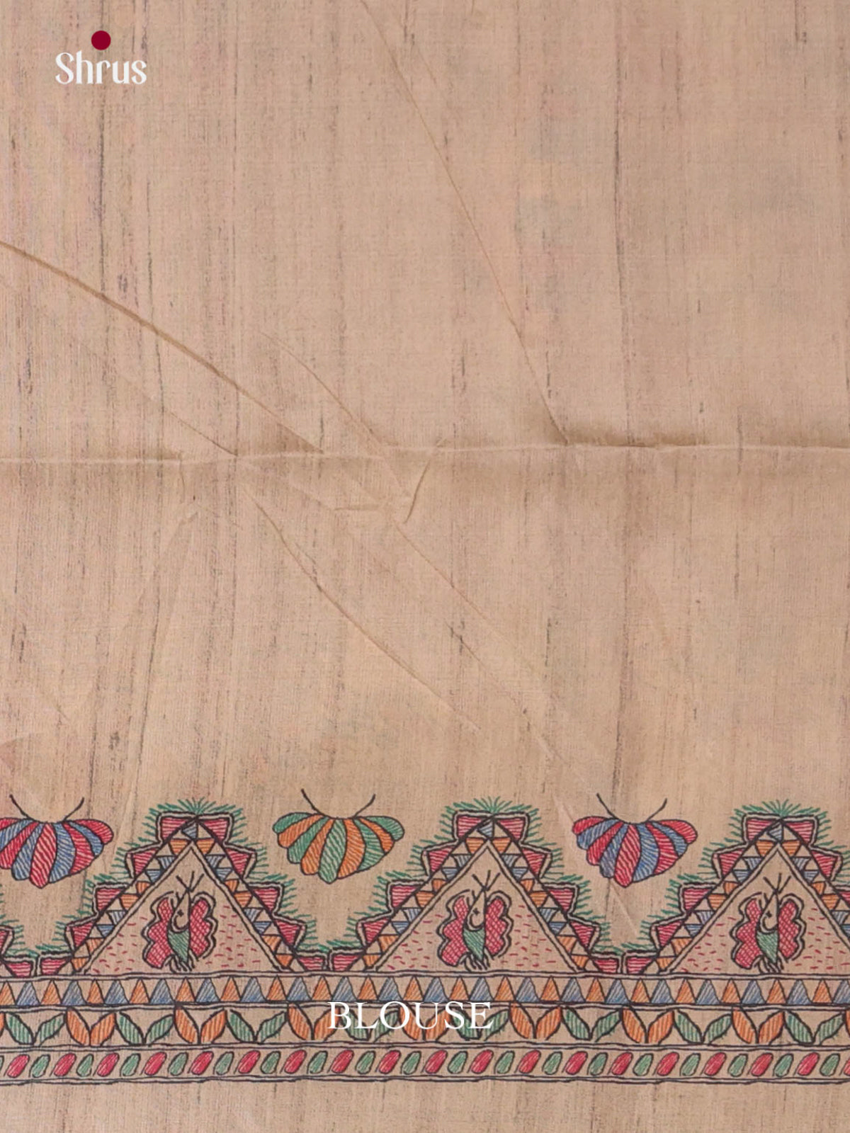 Orange & Cream - Printed Madhubani Saree