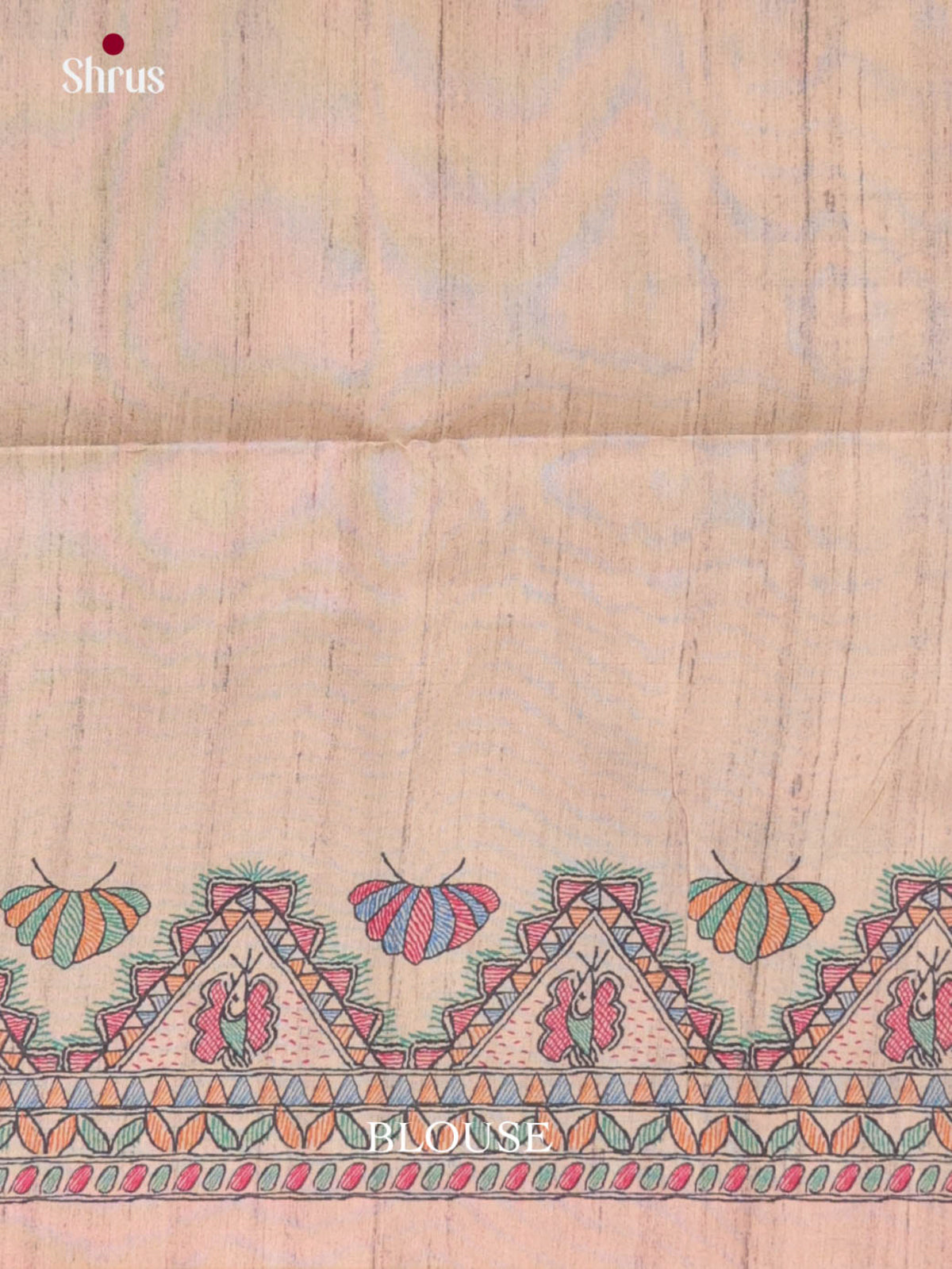 Pink & Cream- Printed Madhubani Saree
