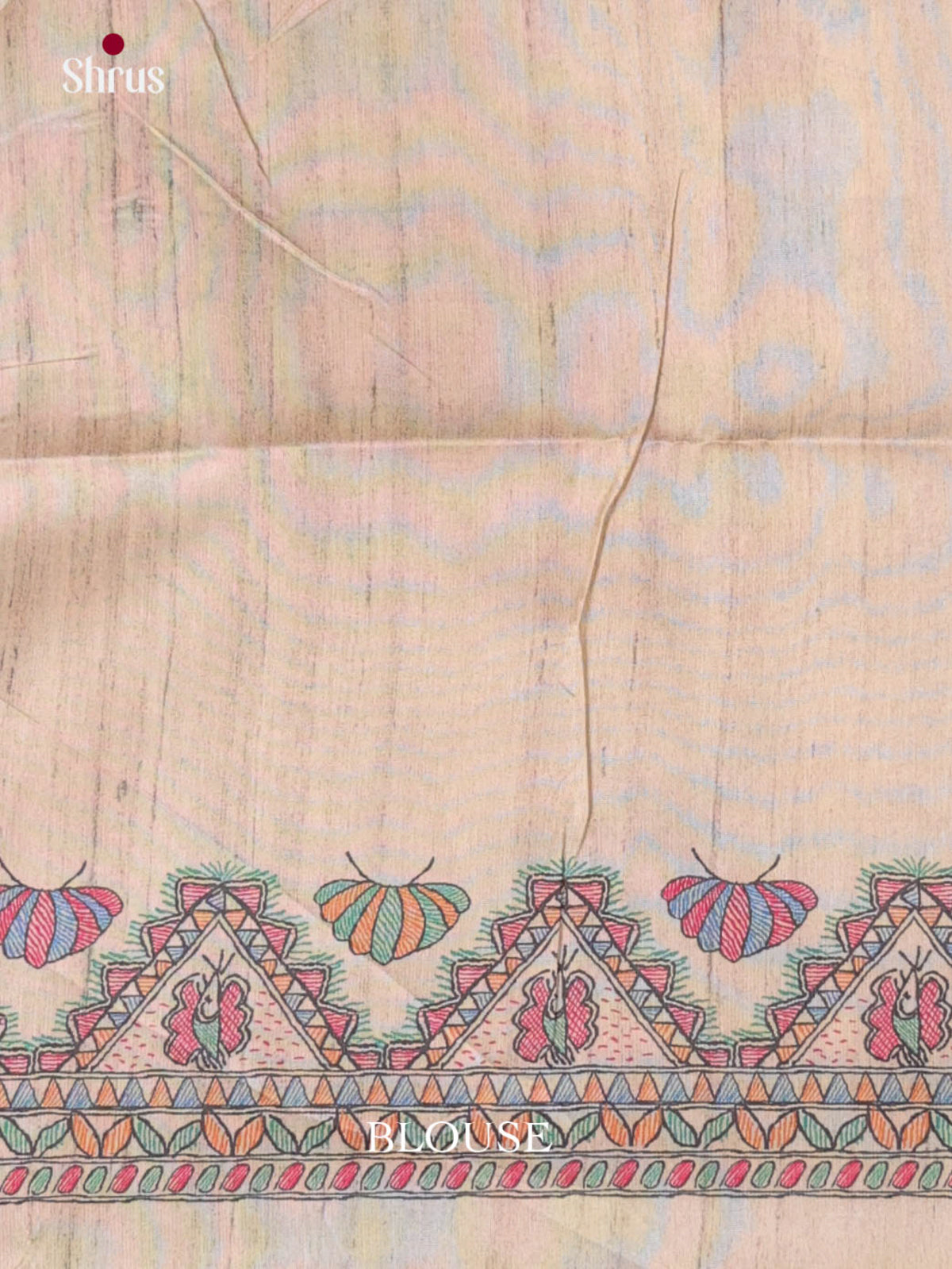 Green & Cream- Printed Madhubani Saree