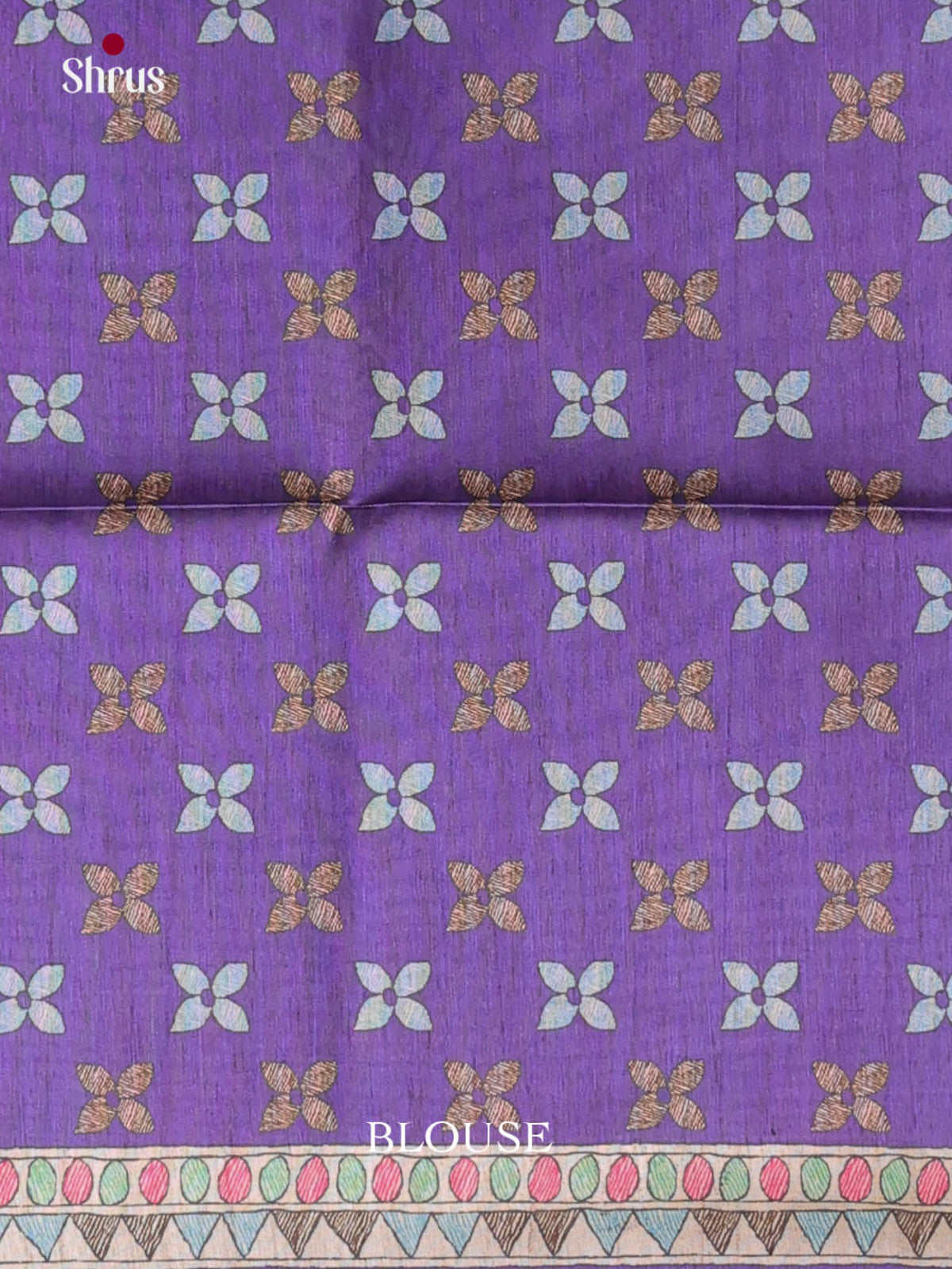 Violet & Blue - Printed Madhubani Saree
