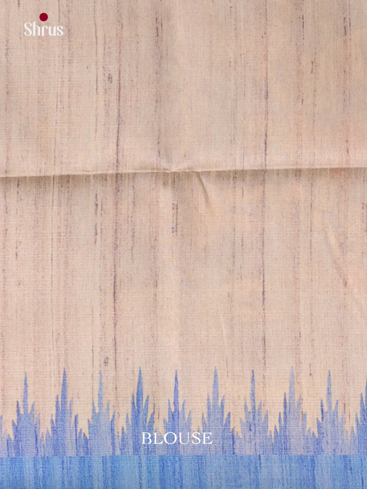 Cream & Blue - Printed Madhubani Saree