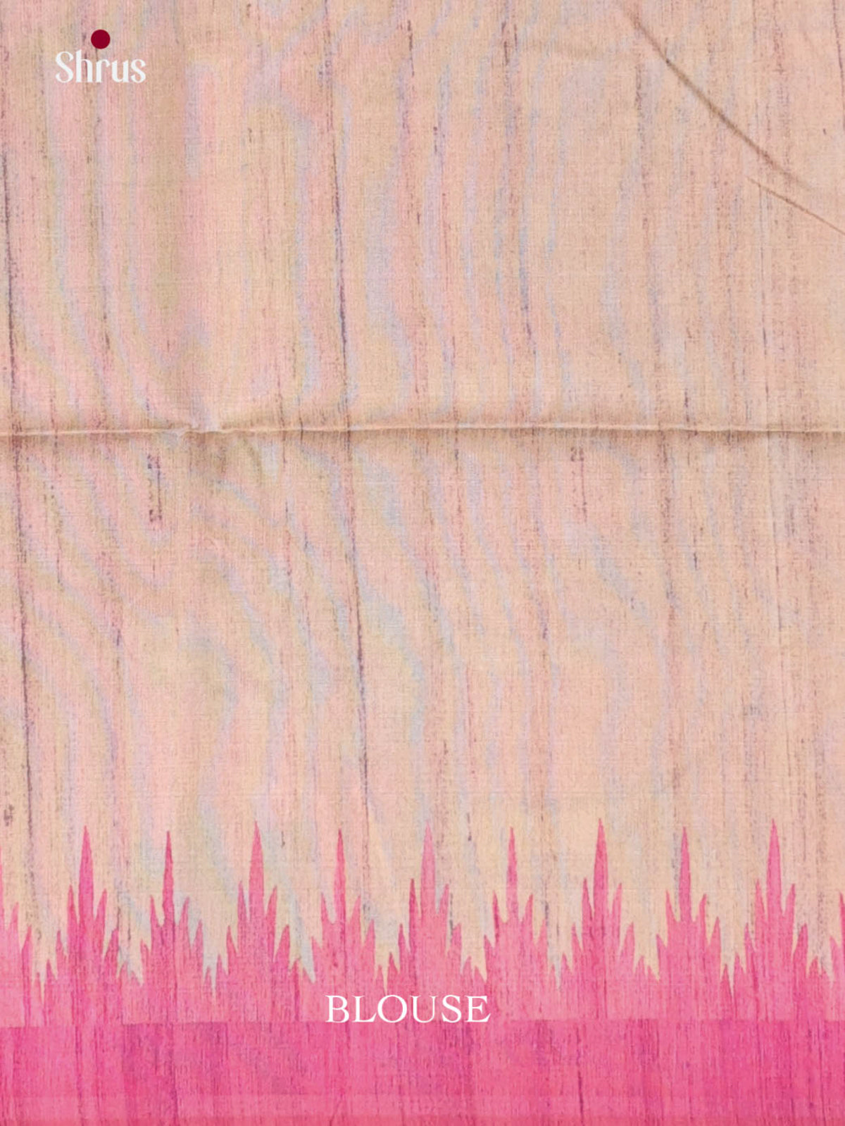 Cream & Pink - Printed Madhubani Saree