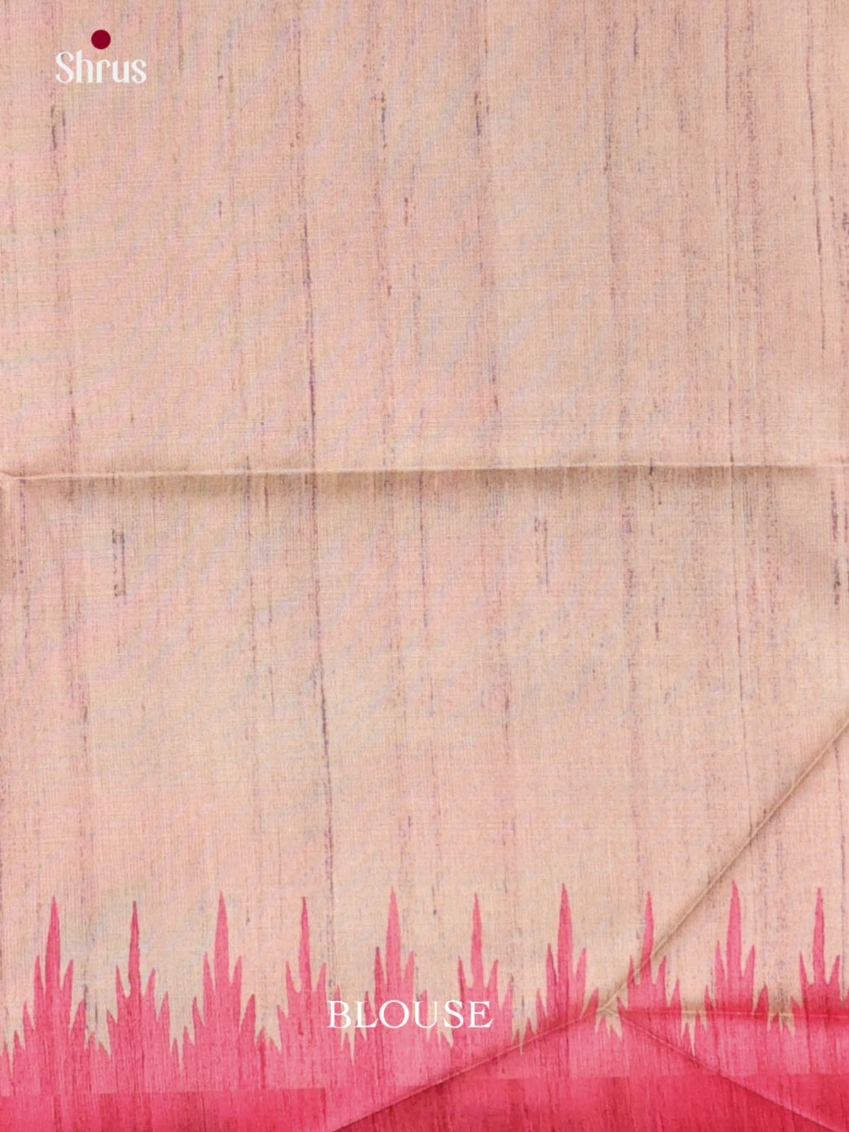 Cream & Pink - Printed Madhubani Saree