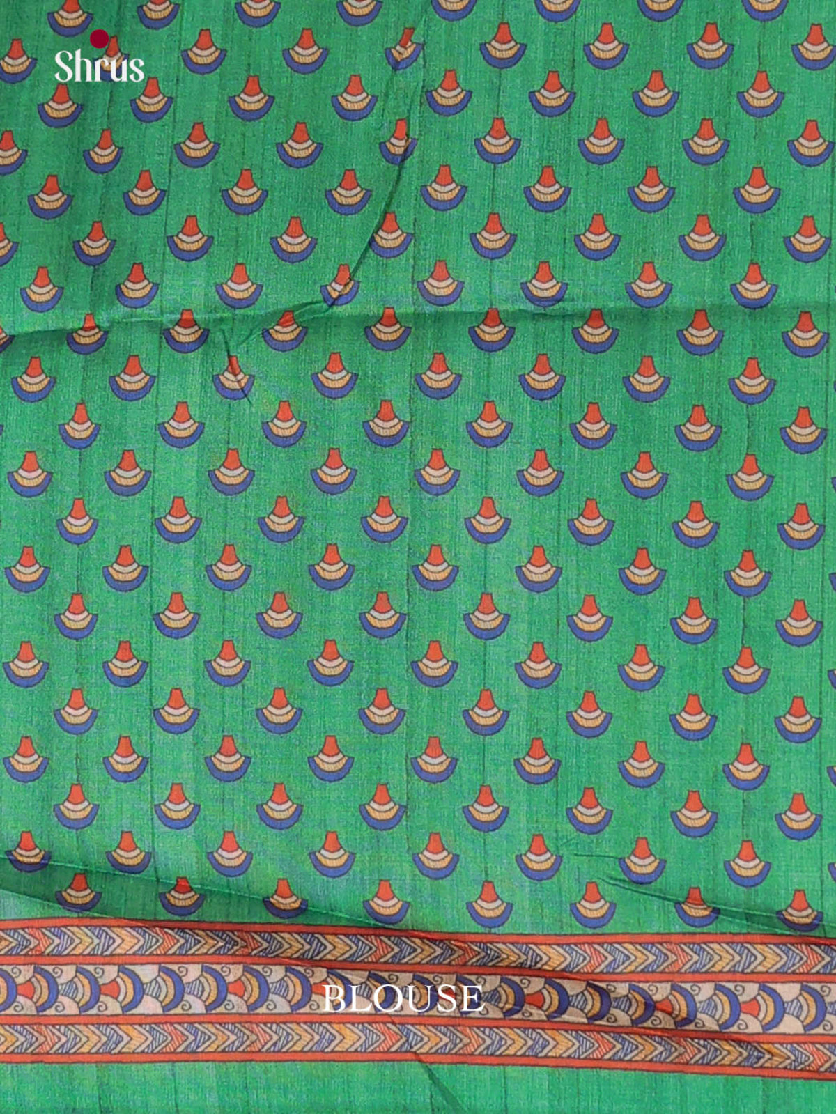 Green- Printed Madhubani Saree