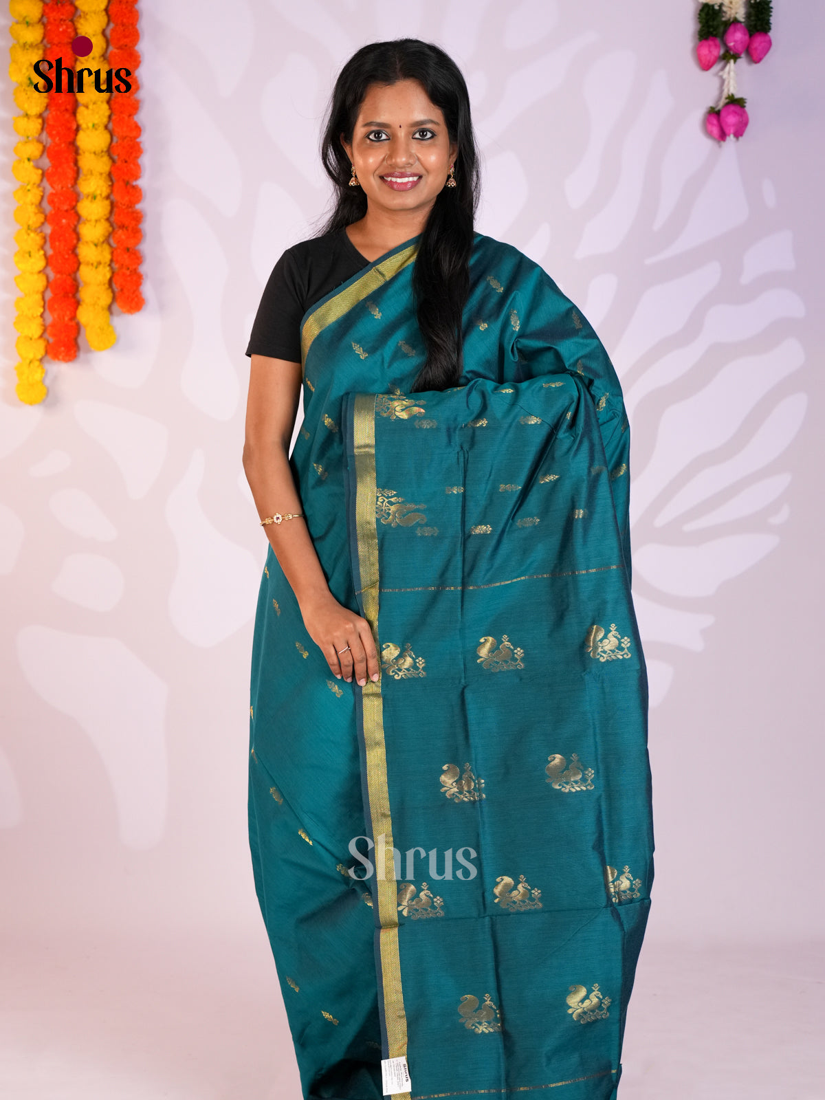 Blue - Kalyani Cotton Saree - Shop on Shrus.com