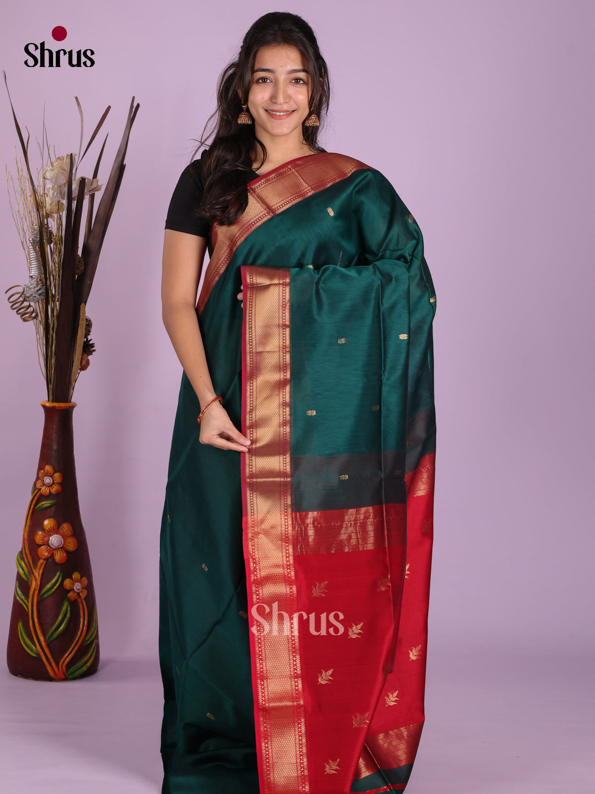 DKS12730 - Maheshwari silkcotton Saree - Shop on Shrus.com