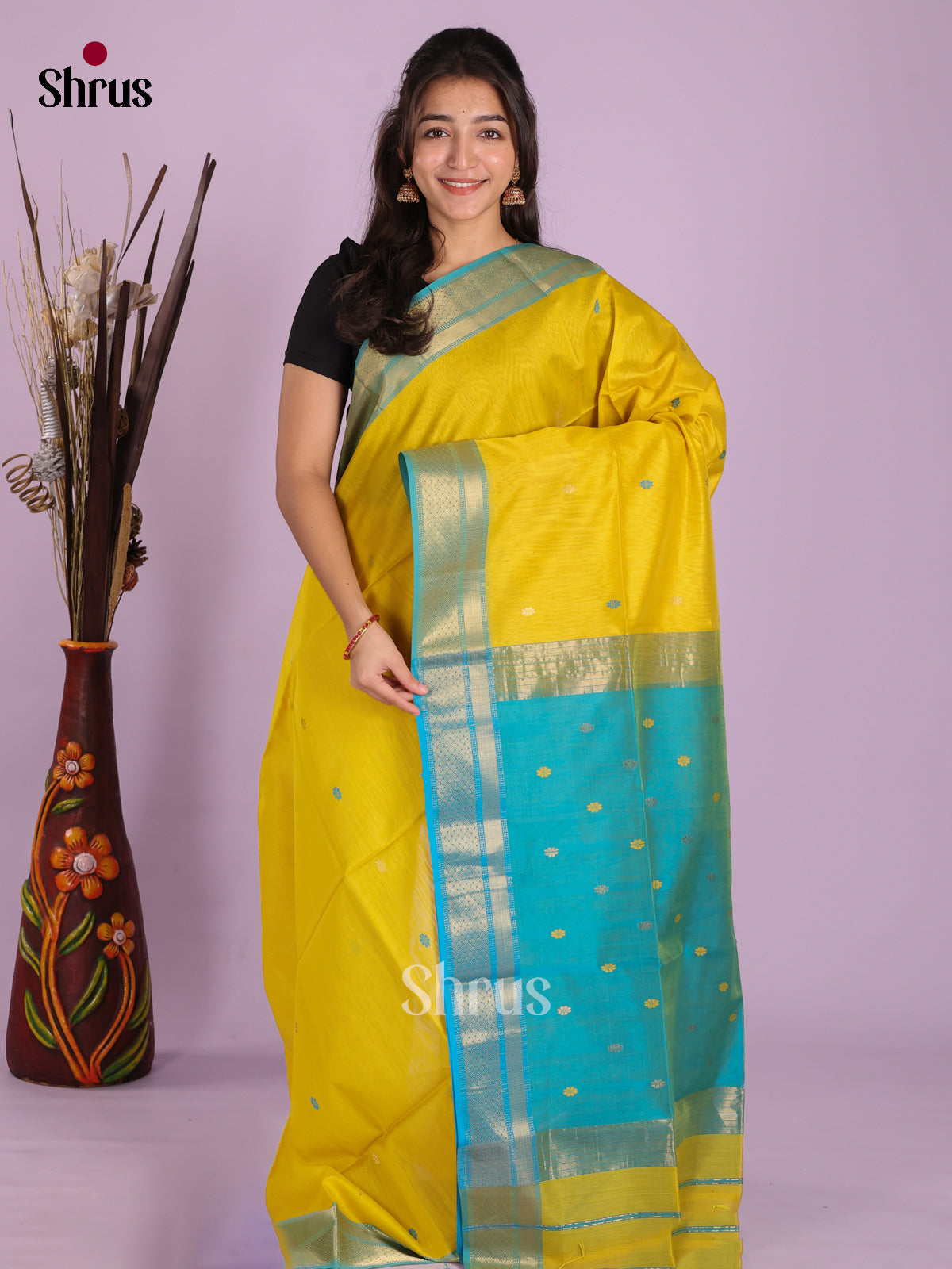 DKS12738 - Maheshwari silkcotton Saree - Shop on Shrus.com
