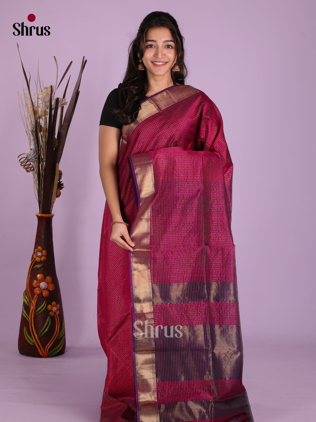 DKS12760 - Maheshwari silkcotton Saree - Shop on Shrus.com