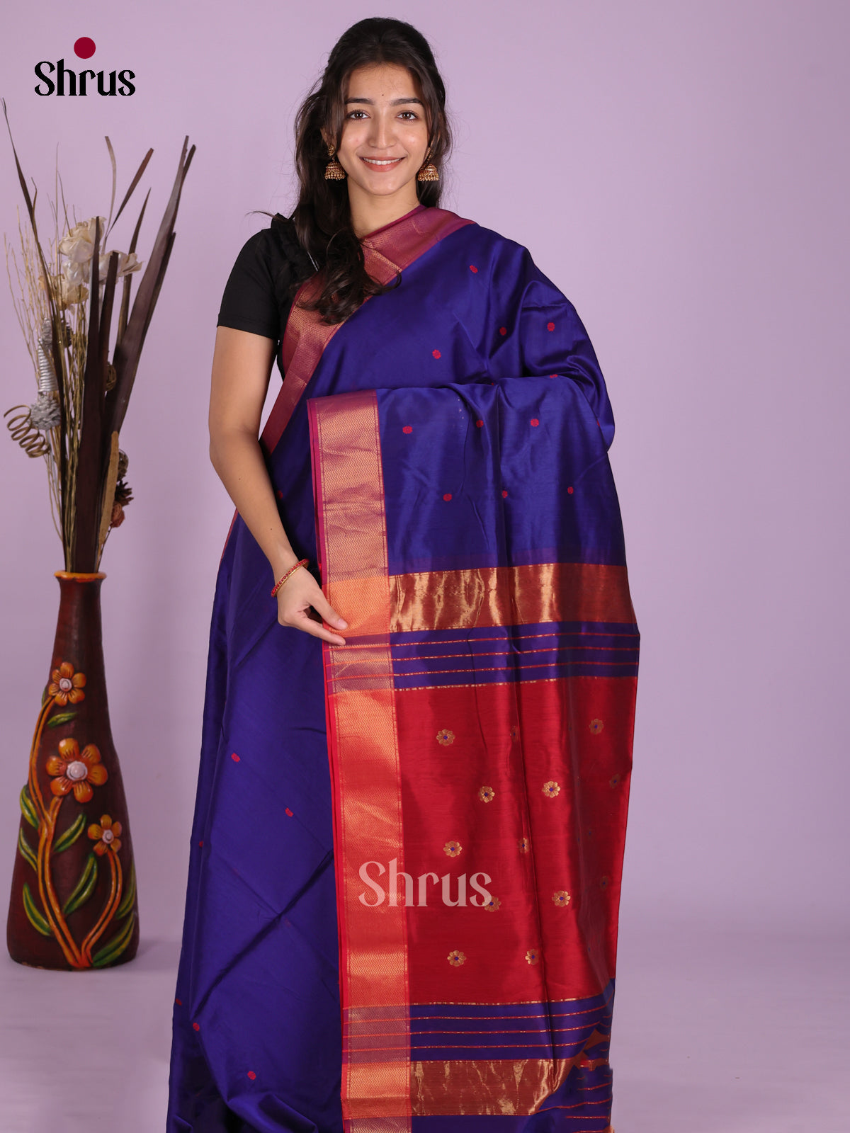 DKS12788 - Maheshwari silkcotton Saree - Shop on Shrus.com