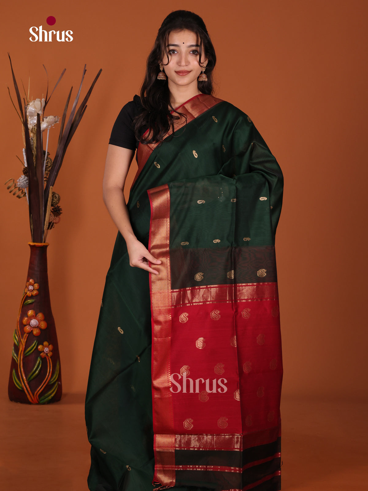DKS12803 - Maheshwari silkcotton Saree - Shop on Shrus.com