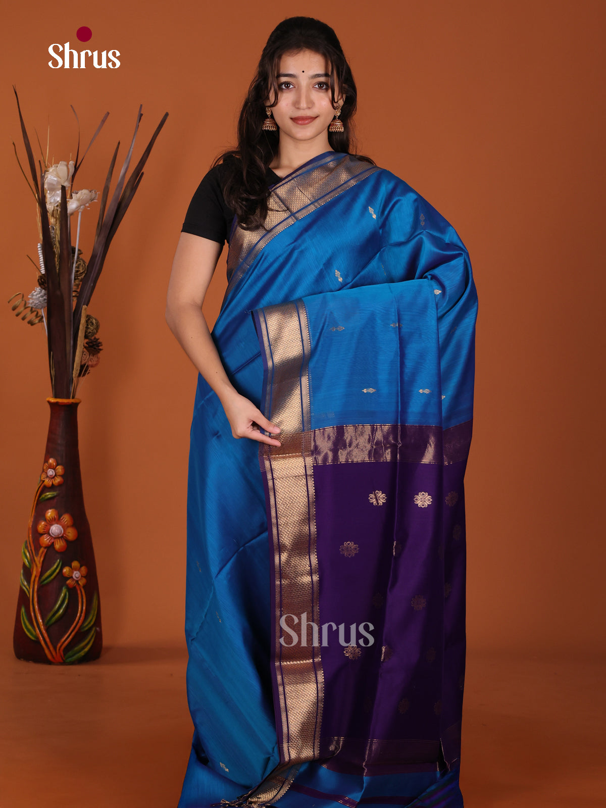 DKS12814 - Maheshwari silkcotton Saree - Shop on Shrus.com