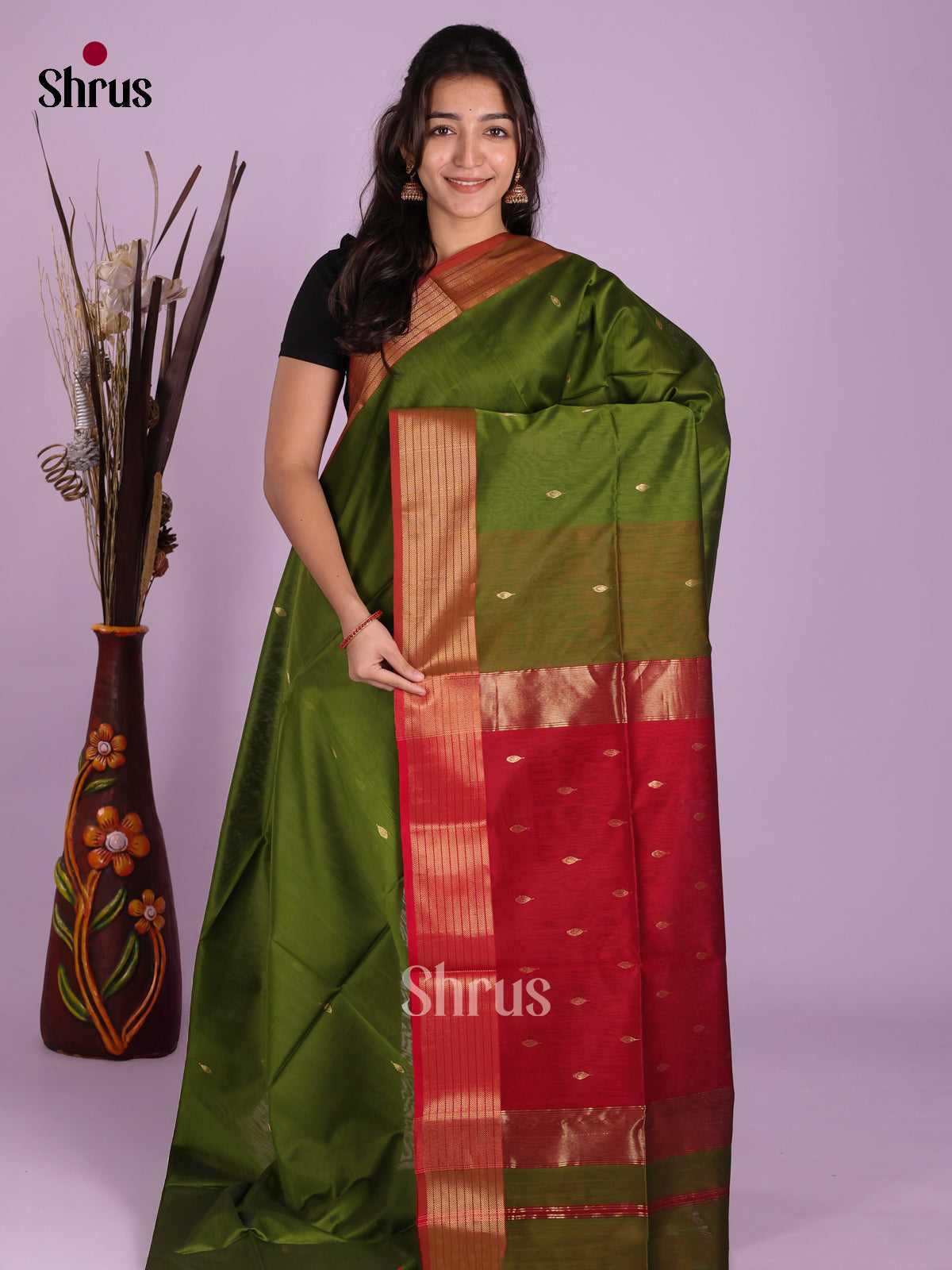 DKS12827 - Maheshwari silkcotton Saree - Shop on Shrus.com
