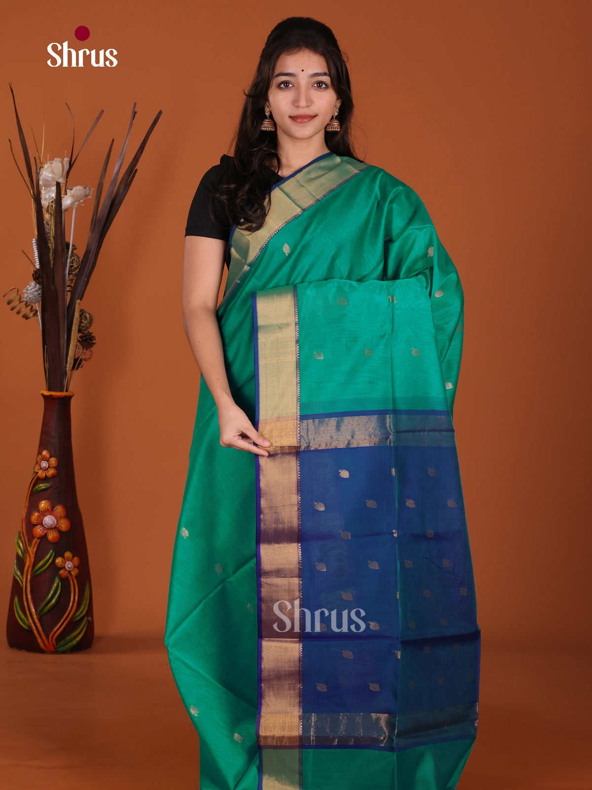 DKS12838 - Maheshwari silkcotton Saree - Shop on Shrus.com