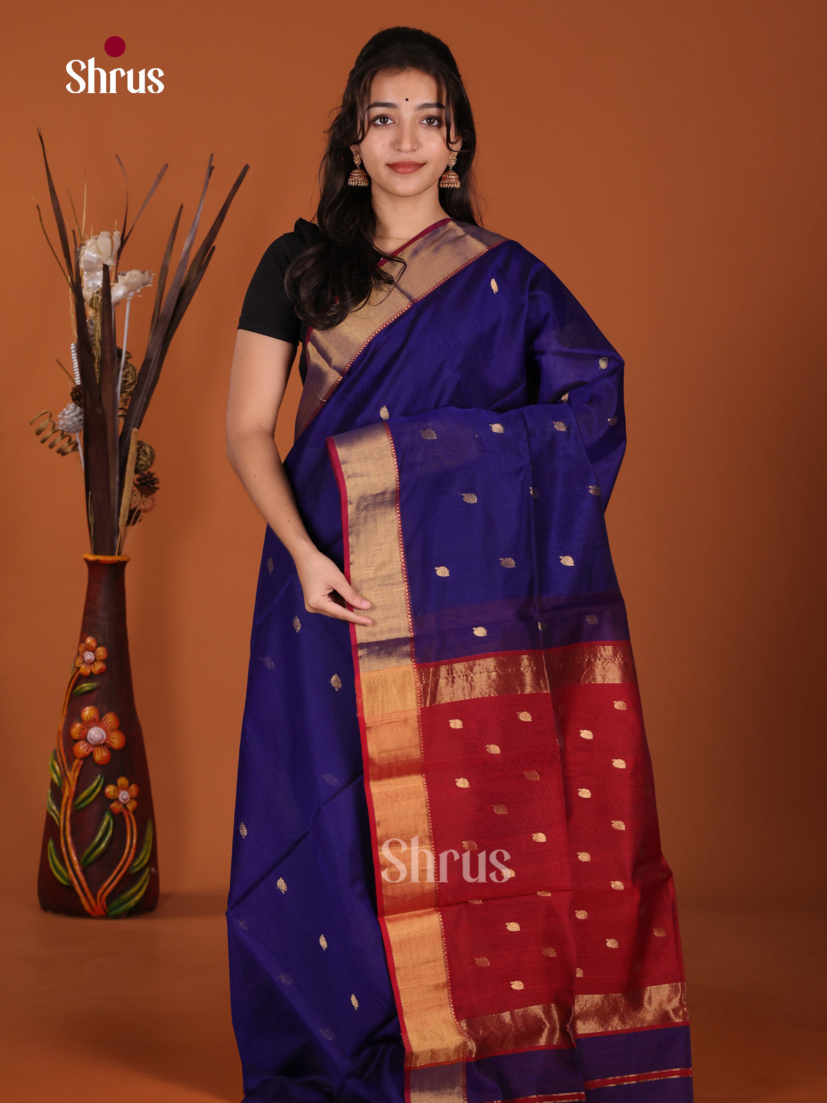 DKS12839 - Maheshwari silkcotton Saree - Shop on Shrus.com