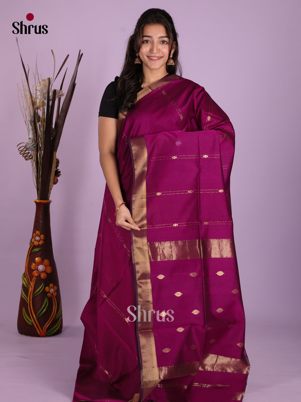 DKS12850 - Maheshwari silkcotton Saree - Shop on Shrus.com