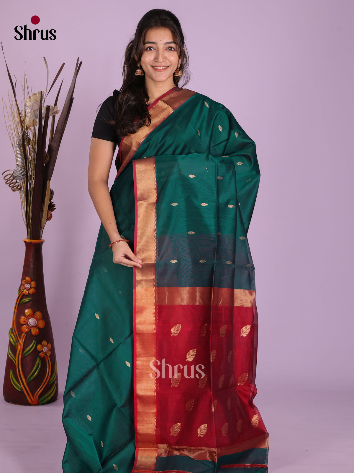 DKS12862 - Maheshwari silkcotton Saree - Shop on Shrus.com