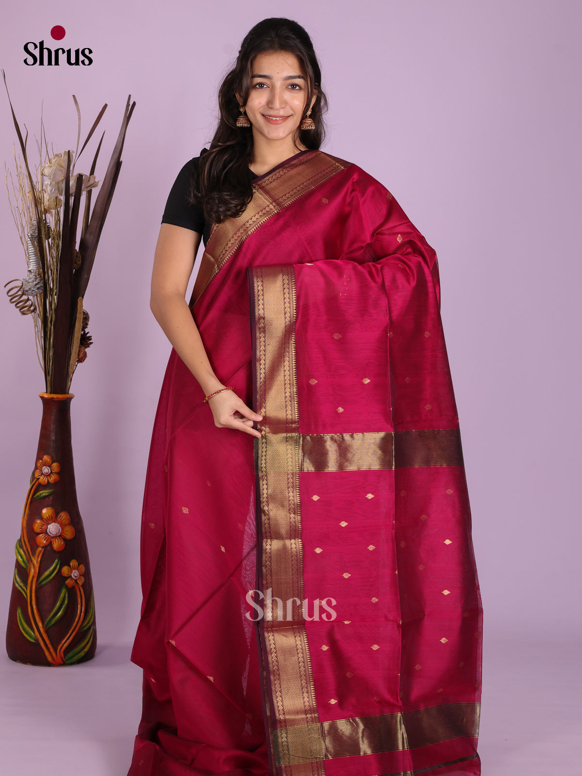 DKS12865 - Maheshwari silkcotton Saree - Shop on Shrus.com
