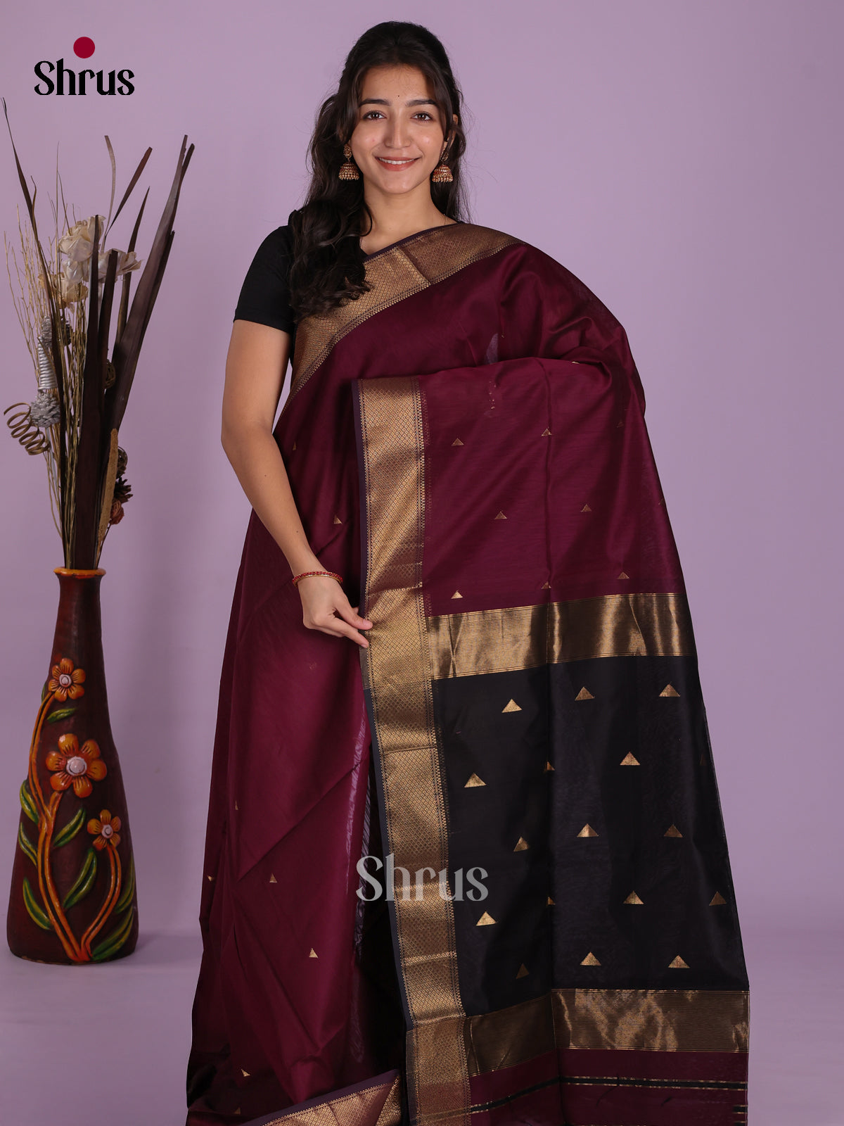 DKS12875 - Maheshwari silkcotton Saree - Shop on Shrus.com