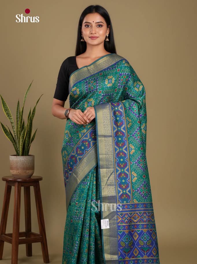 Green & Blue - Semi Patola Saree