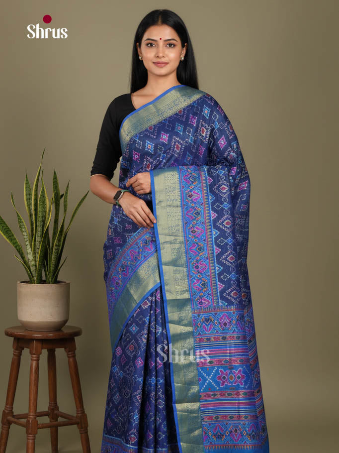 Blue & Light Blue - Semi Patola Saree