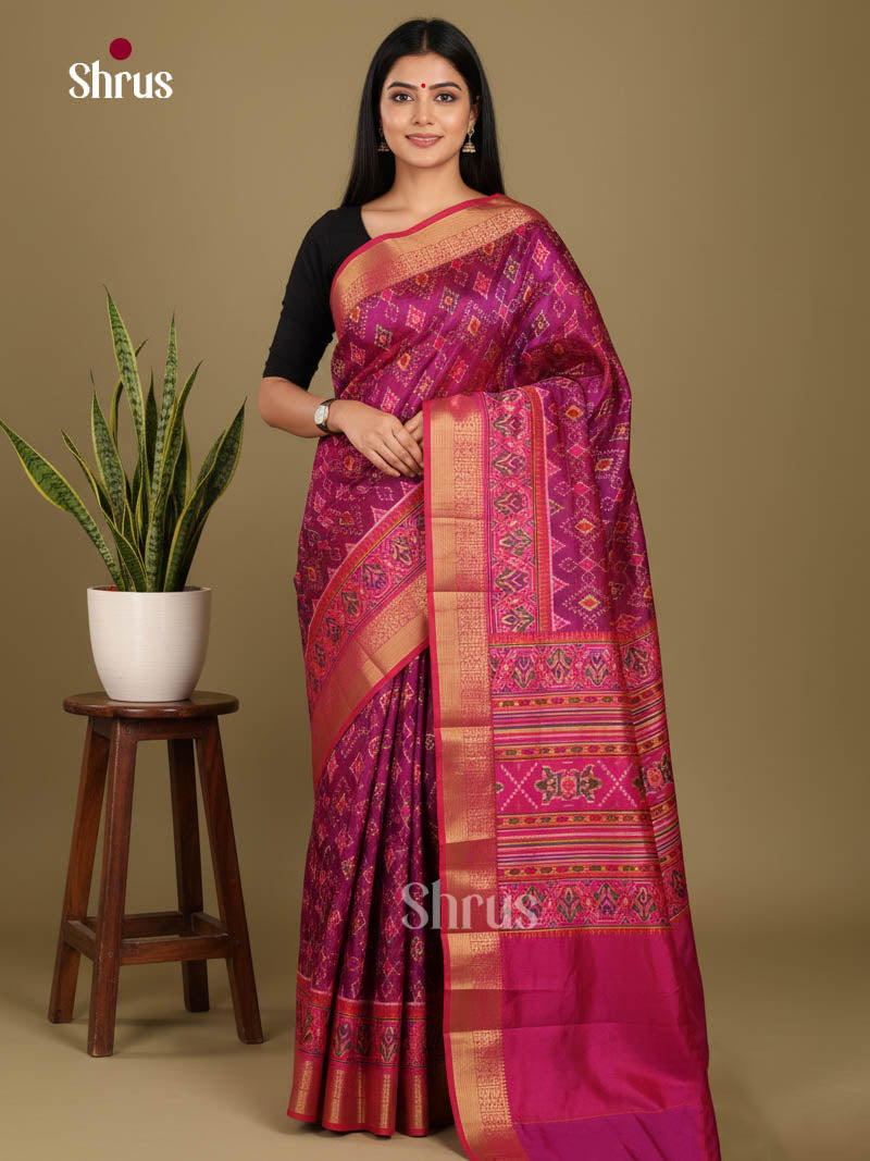 Purple & Pink - Semi Patola Saree - Shop on Shrus.com