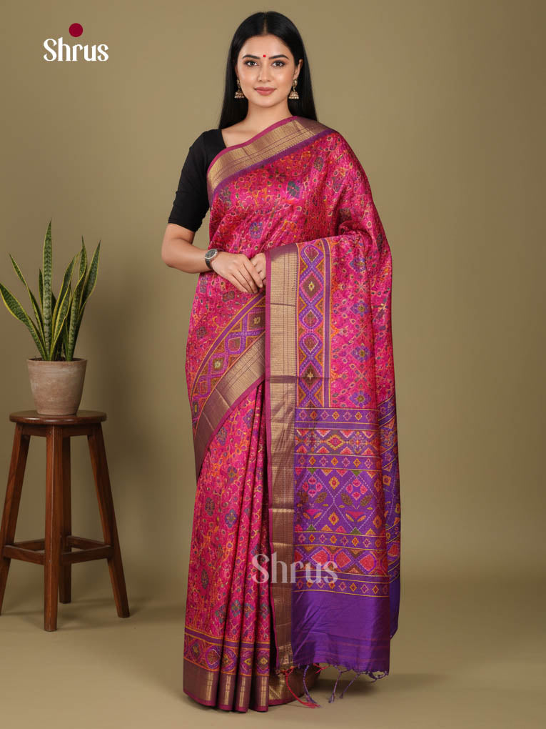 Pink & Purple - Semi Patola Saree