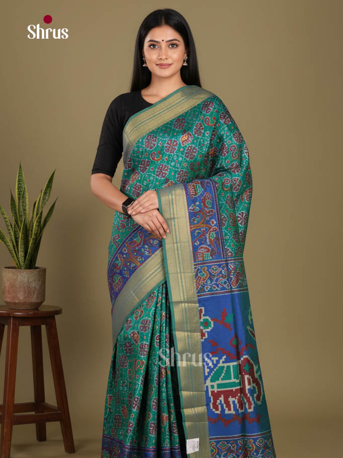 Green & Blue - Semi Patola Saree