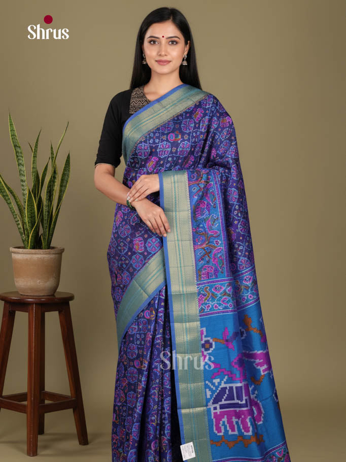 Blue & Light Blue - Semi Patola Saree
