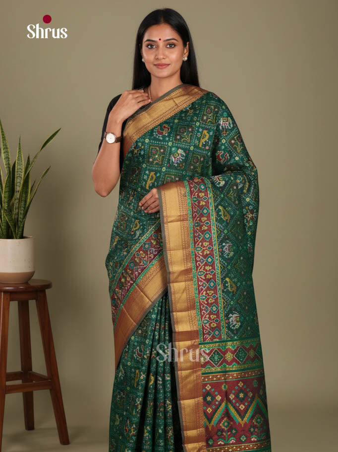 Green & Maroon - Semi Patola Saree - Shop on Shrus.com