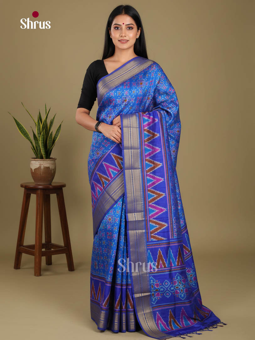 Blue - Semi Patola Saree