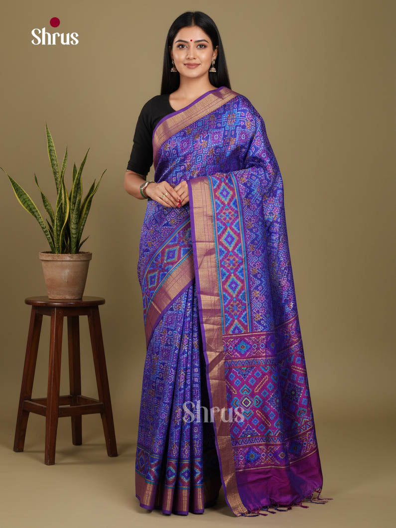 Blue & Purple - Semi Patola Saree