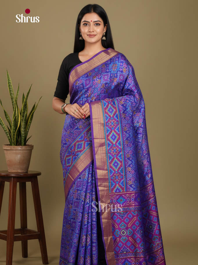 Blue & Purple - Semi Patola Saree
